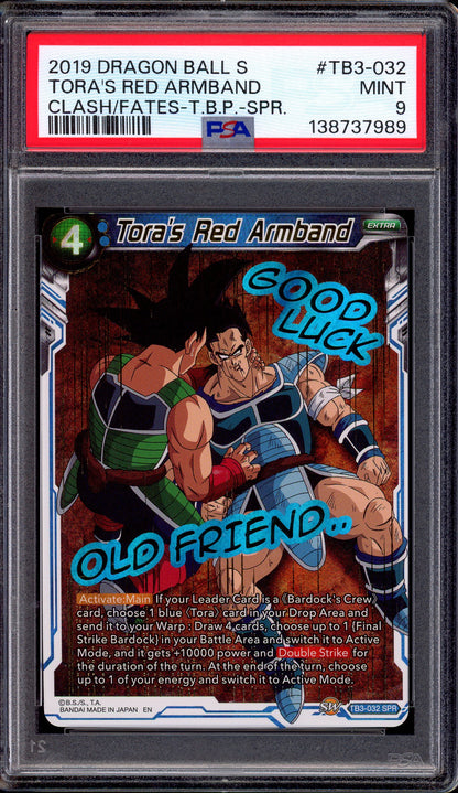 2019 Dragon Ball Super Clash of Fates Tora's Red Armband SPR #TB3-032 PSA 9 MINT