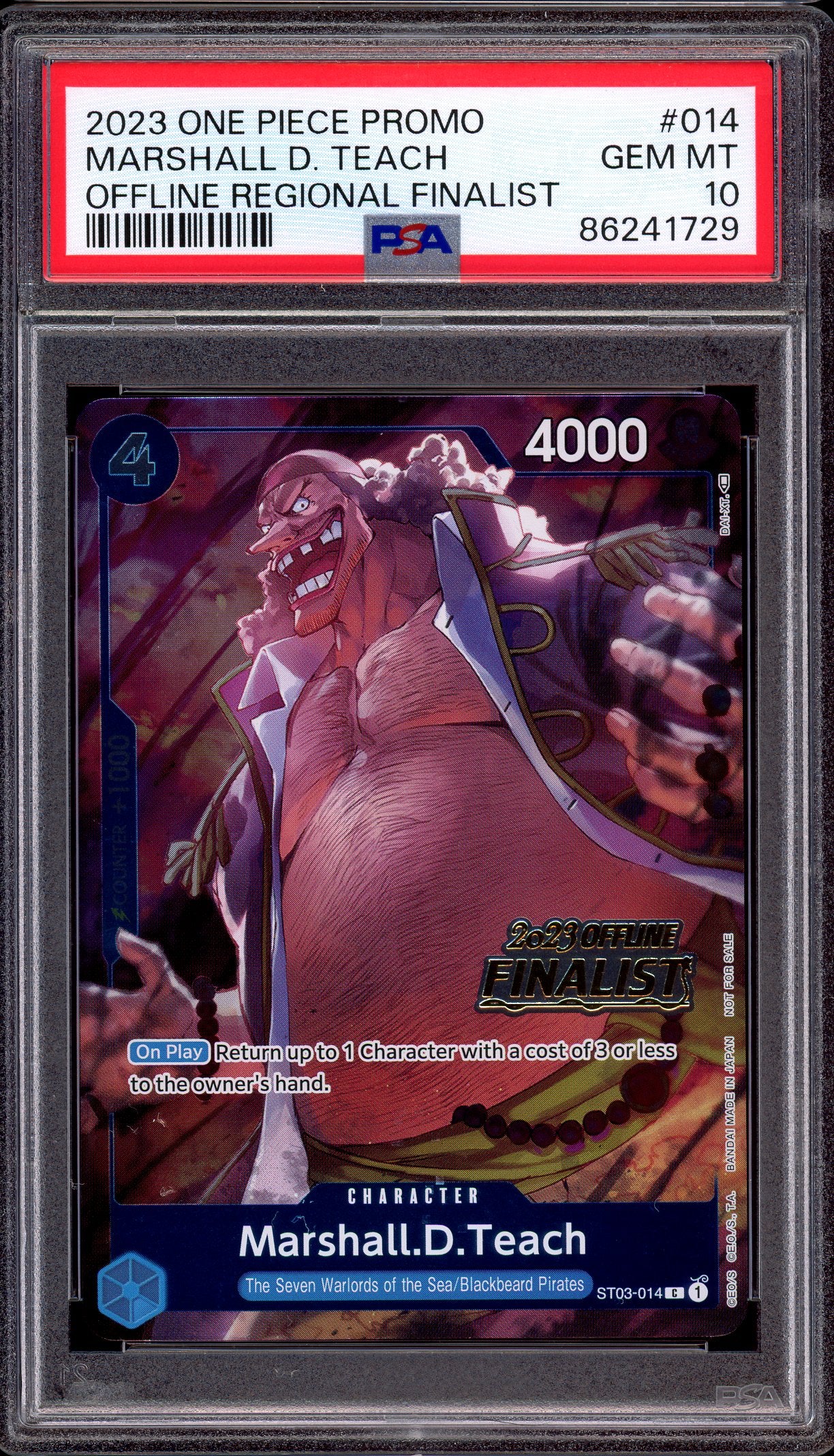 2023 One Piece Promo Offline Regional Finalist Marshall D. Teach #14 PSA 10 GEM MINT