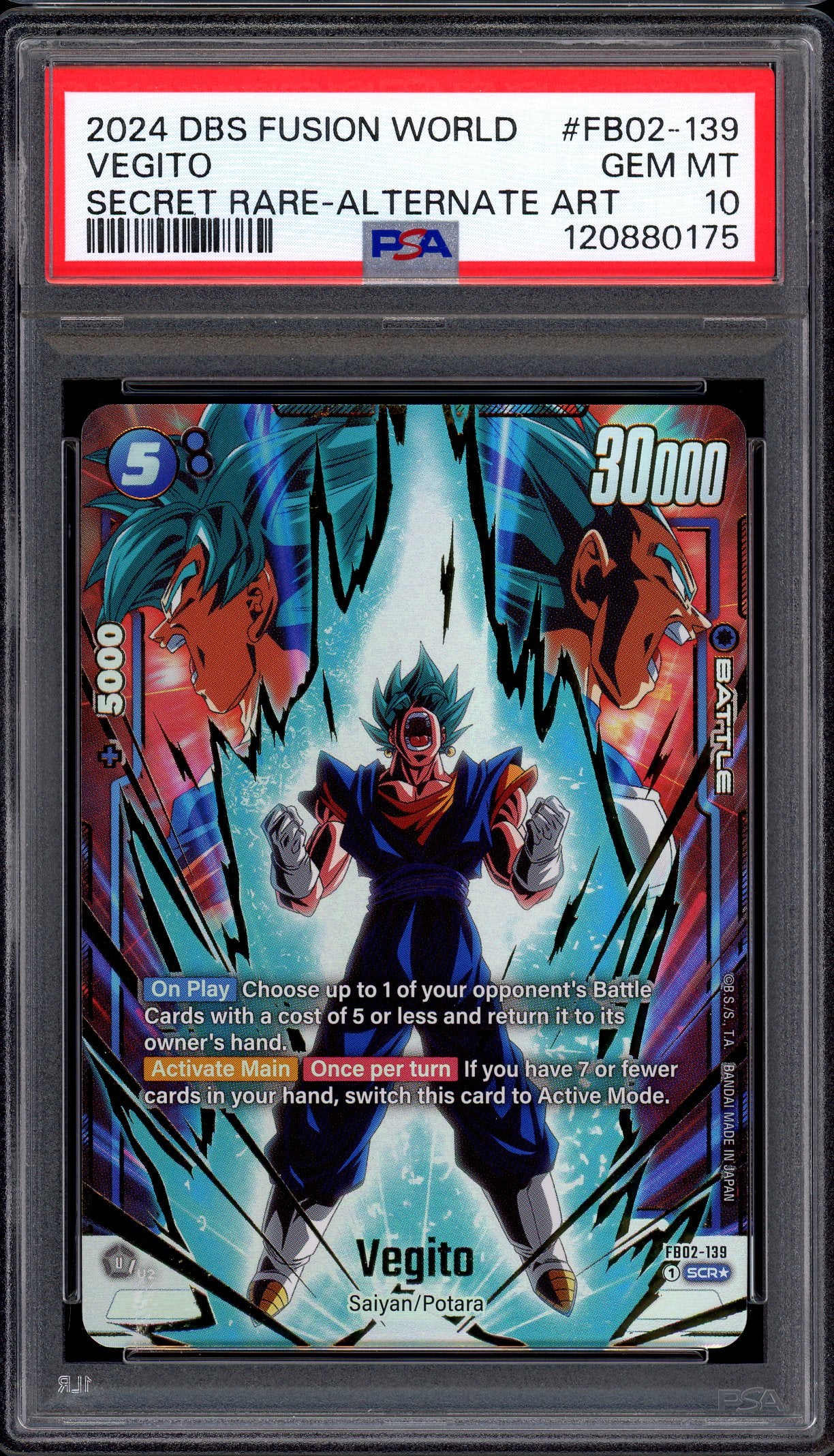 2024 Dragon Ball Super Fusion World Secret Rare Alternate Art Vegito #FB02-139 PSA 10 GEM MINT