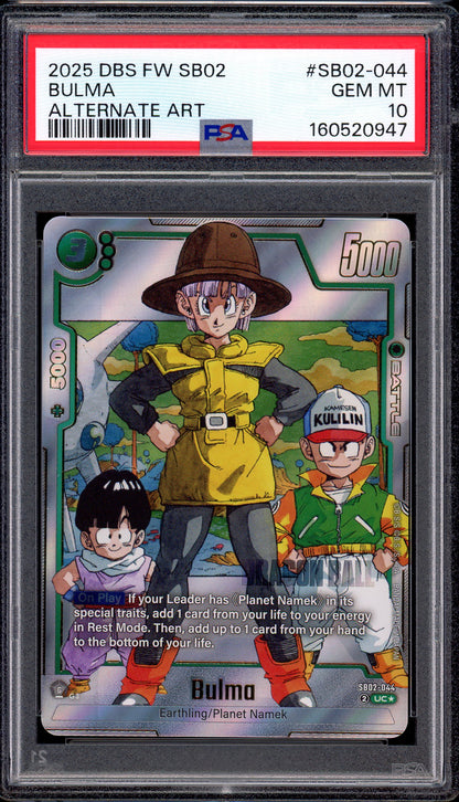 2025 Dragon Ball Super Fusion World Manga Booster 02 Alternate Art Bulma #SB02-044 PSA 10 GEM MINT