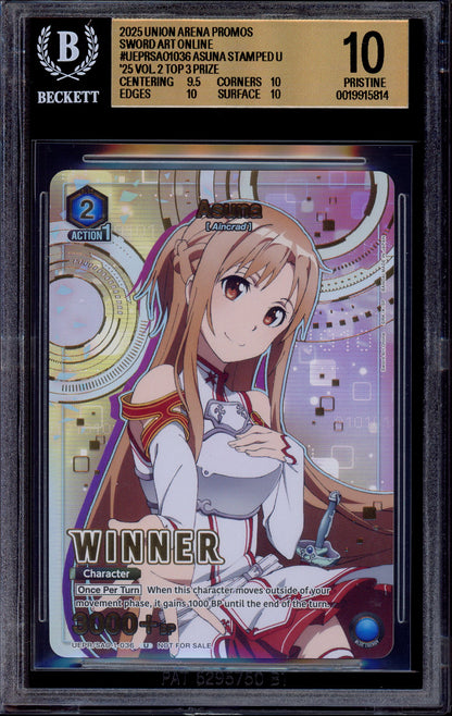 2025 Union Arena UAPR-Promo Sword Art Online Asuna Winner #036 BGS 10 PRISTINE