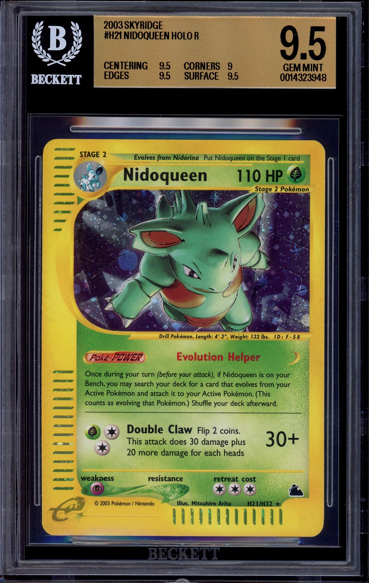 2003 Pokémon Skyridge Nidoqueen-Holo #H21 BGS 9.5 GEM MINT