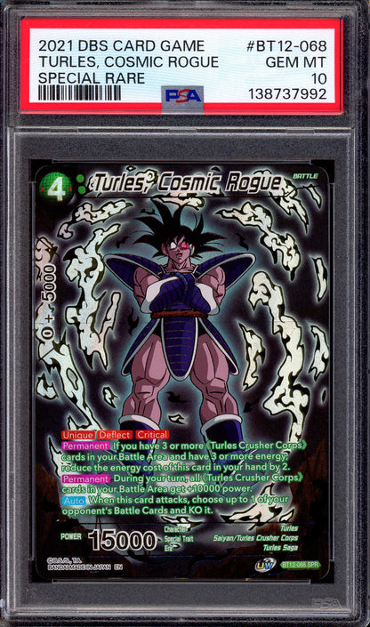 2021 Dragon Ball Super Turles, Cosmic Rogue SPR #BT12-068 PSA 10 GEM MINT