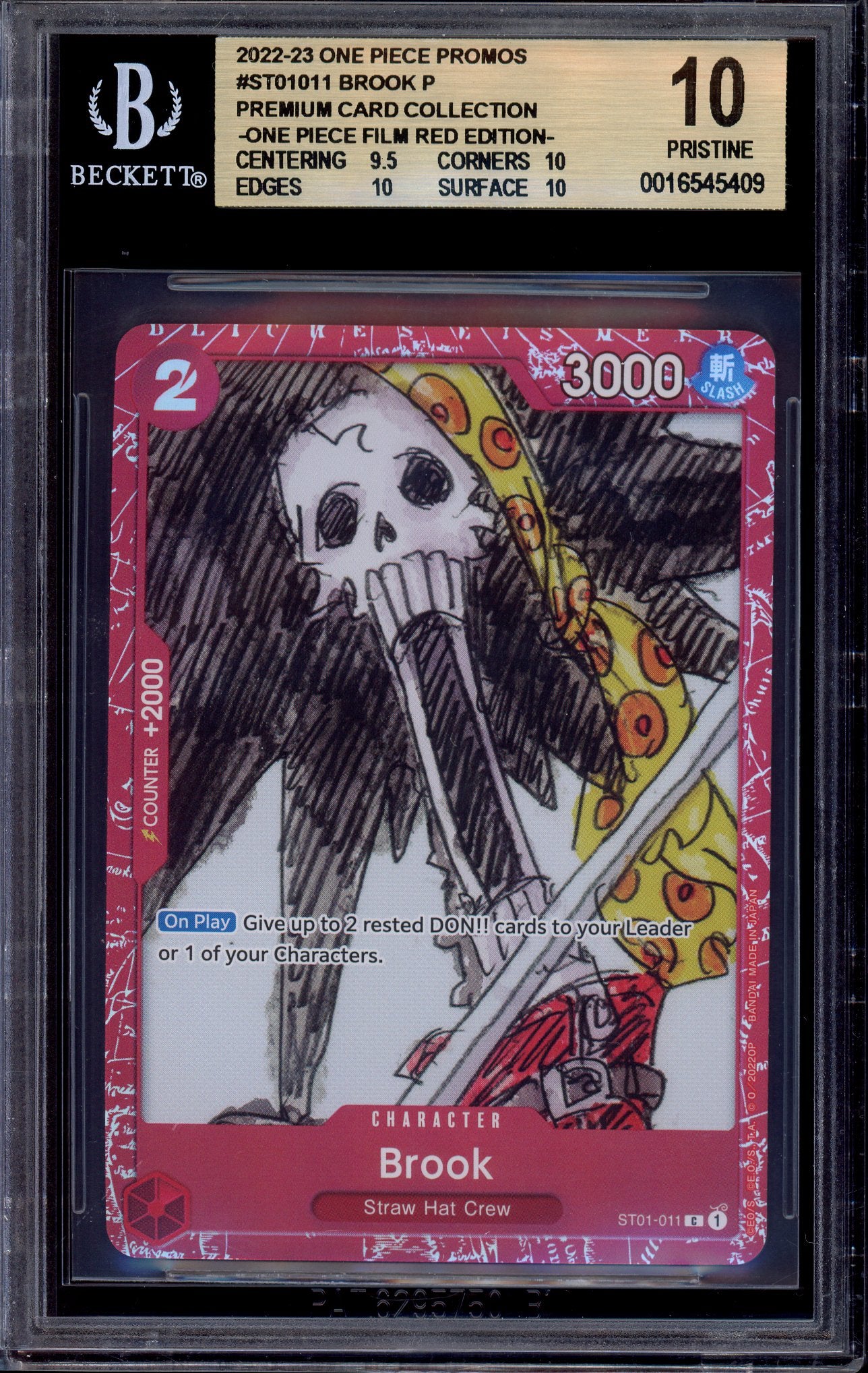 2023 One Piece Premium Card Collection Red Film Brook #011 BGS 10 PRISTINE