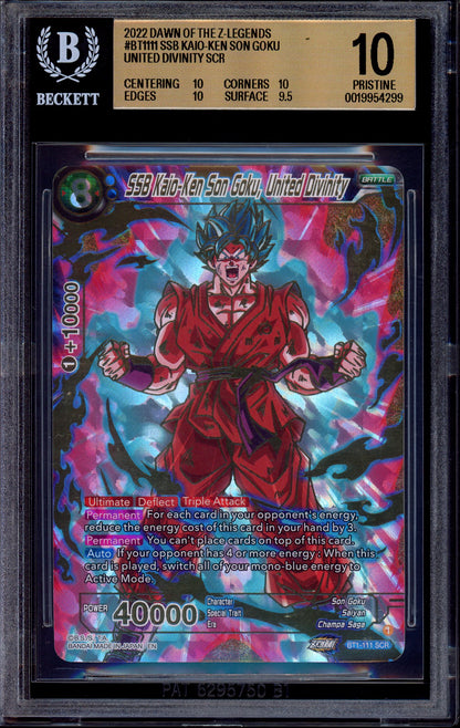 2022 Dragon Ball Super SSB Kaio Ken Son Goku, United Divinity SCR #BT1-111 BGS 10 PRISTINE