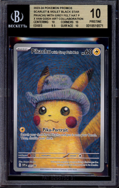 2023 Pokémon SVP Pokemon X Van Gogh Pikachu with Grey Felt Hat #085 BGS 10 PRISTINE