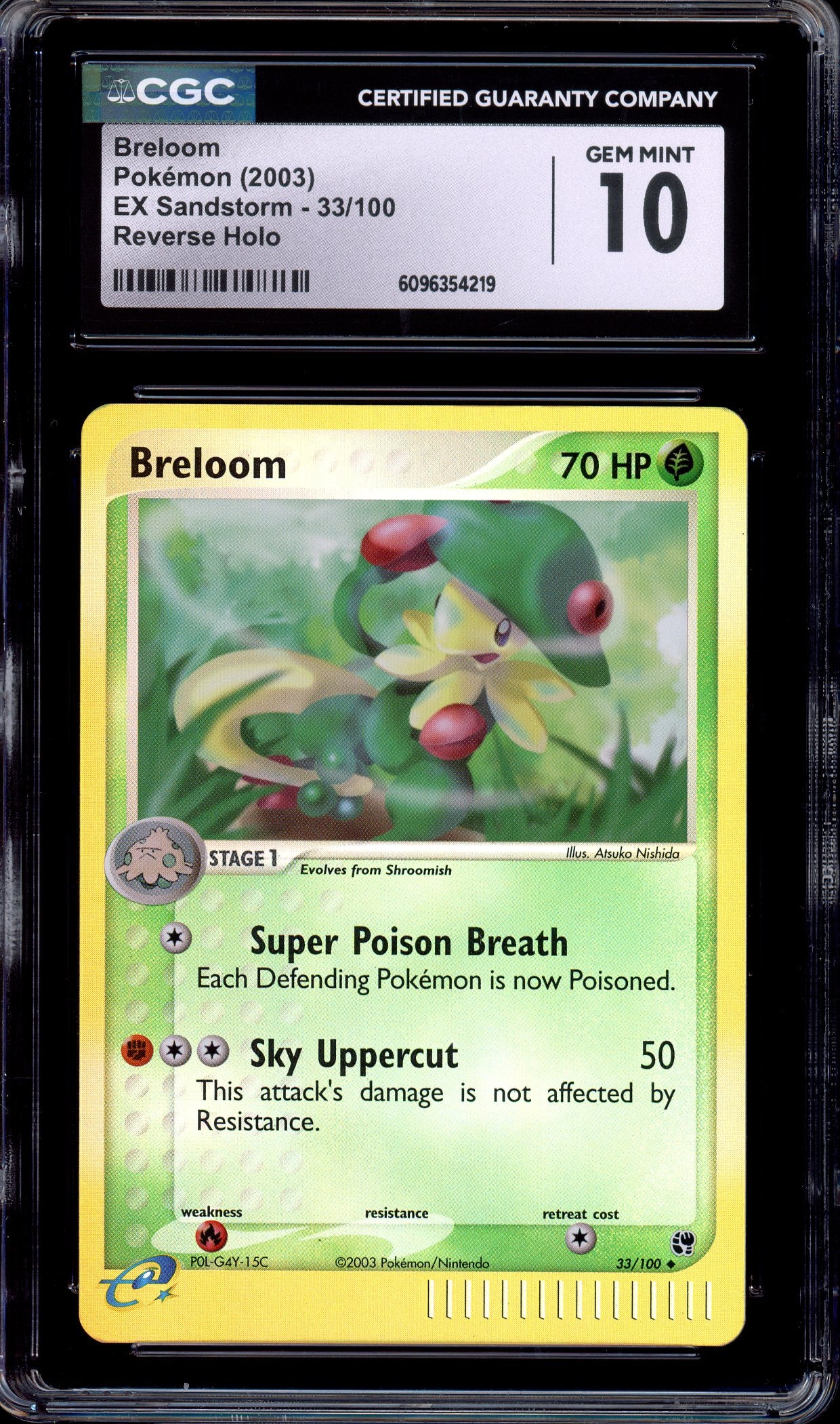 2003 Pokémon EX Sandstorm Breloom-Reverse Foil #33 CGC 10 GEM MINT