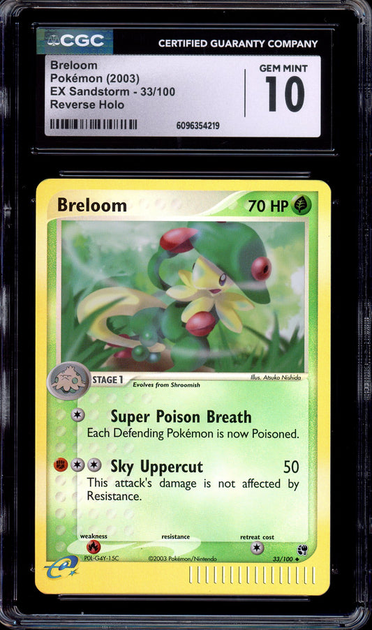 2003 Pokémon EX Sandstorm Breloom-Reverse Foil #33 CGC 10 GEM MINT