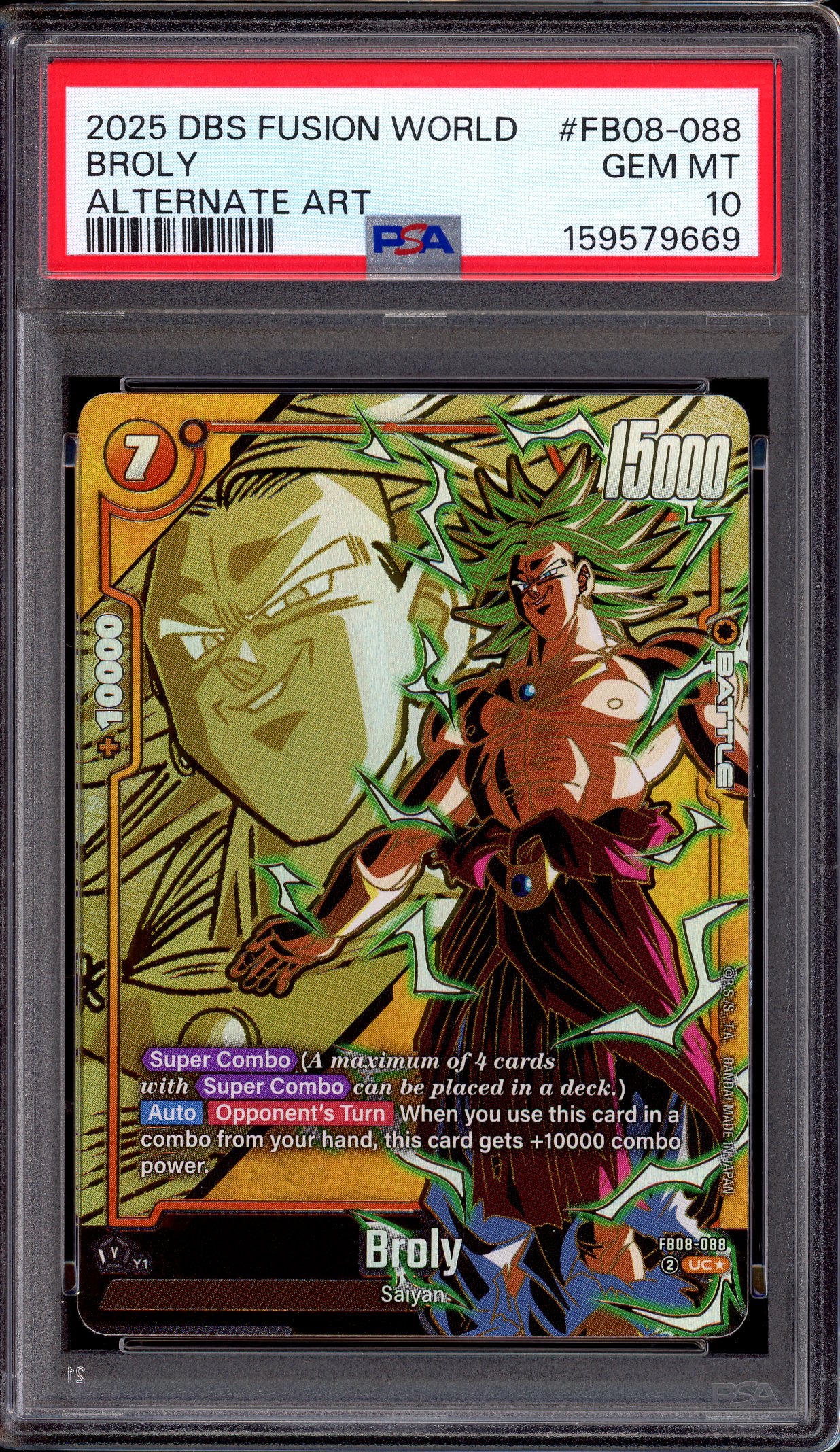 2025 Dragon Ball Super Fusion World Alternate Art Broly #FB08-088 PSA 10 GEM MINT