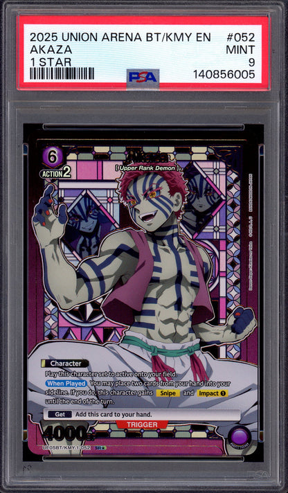 2025 Union Arena Demon Slayer 1 Star Akaza #052 PSA 9 MINT