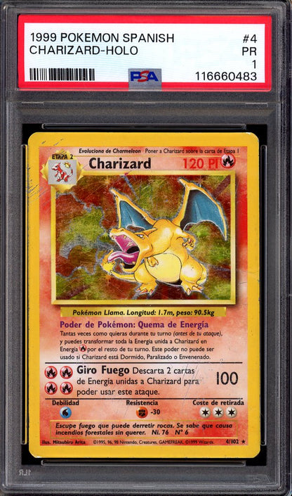 1999 Pokémon Spanish Charizard-Holo #4 PSA 1 POOR