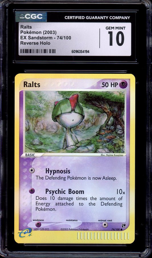 2003 Pokémon EX Sandstorm Ralts-Reverse Foil #74 CGC 10 GEM MINT