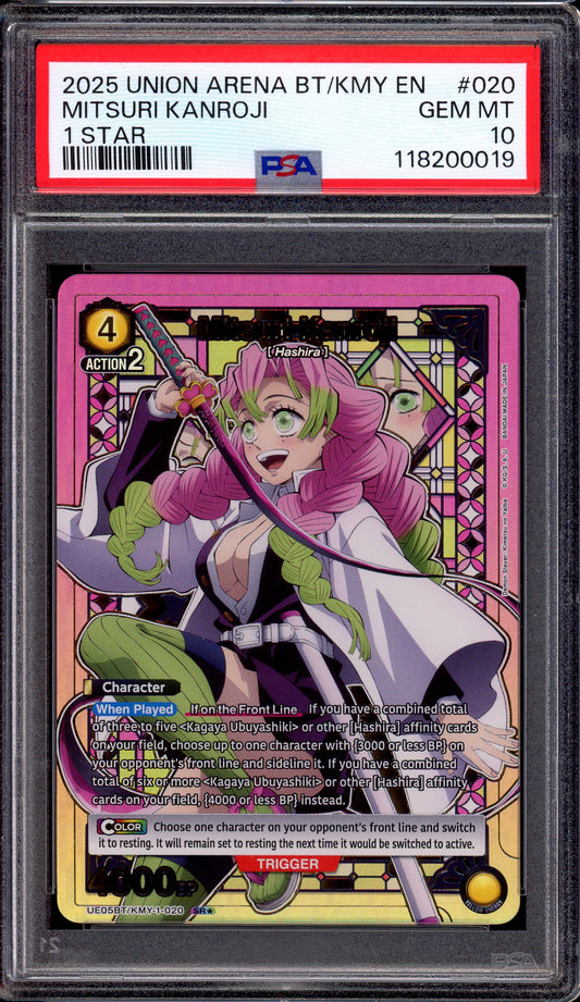 2025 Union Arena Demon Slayer 1 Star Mitsuri Kanroji #020 PSA 10 GEM MINT