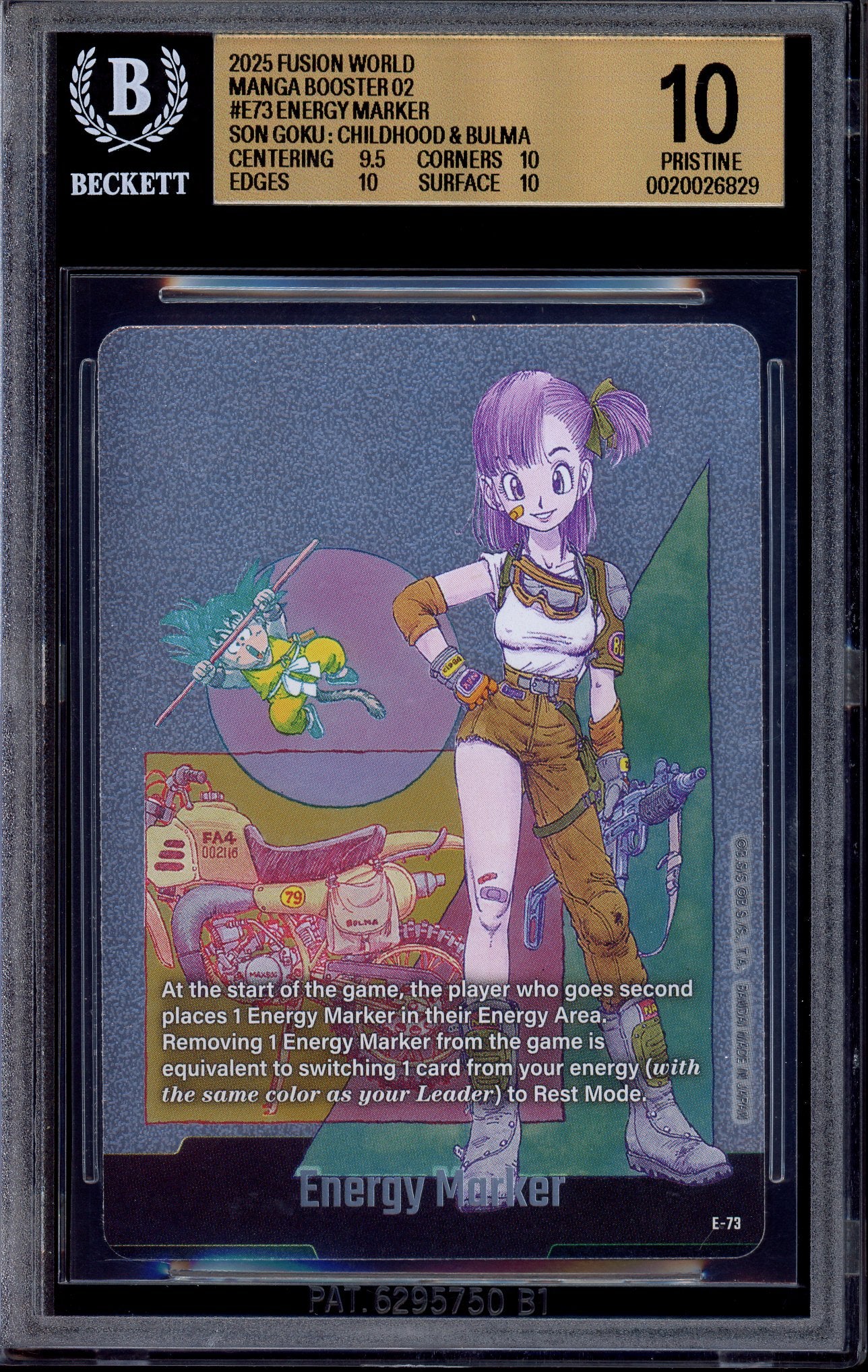 2025 Dragon Ball Super Fusion World Manga Booster 02 Energy Marker #E-73 BGS 10 PRISTINE