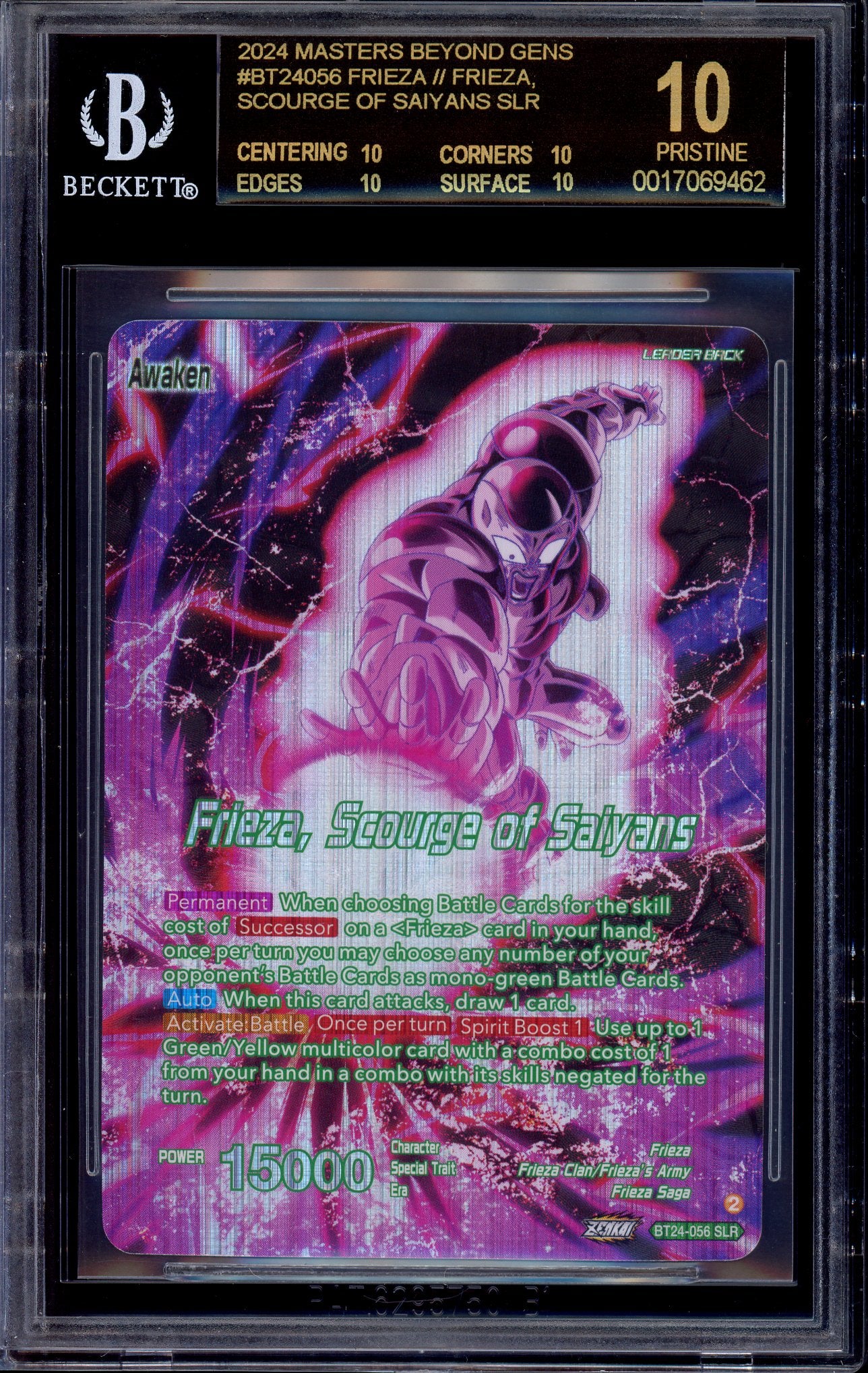 2024 Dragon Ball Super Masters Frieza, Scourge of Saiyans SLR #BT24-056 BGS 10 BLACK LABEL