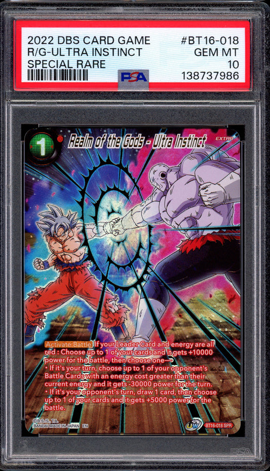 2022 Dragon Ball Super Realm of the Gods - Ultra Instinct SPR #BT16-018 PSA 10 GEM MINT