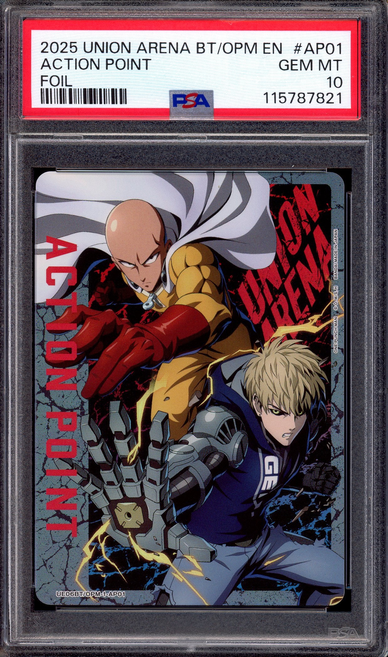 2025 Union Arena One Punch Man Action Point Foil #UE06BT/OPM-1-AP01 PSA 10 GEM MINT