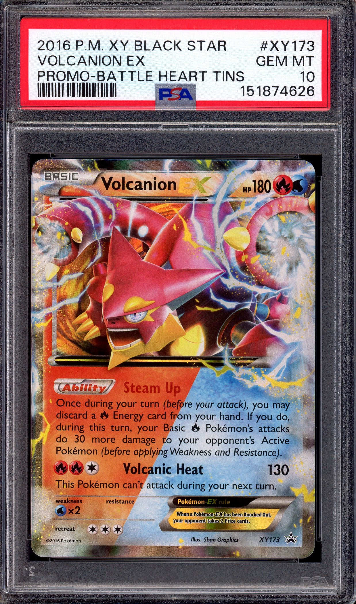 2016 Pokémon XY Black Star Promo Battle Heart Tins Volcanion EX #XY173 PSA 10 GEM MINT