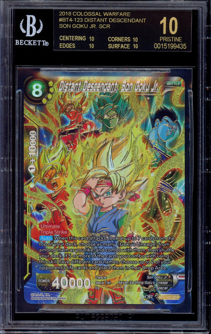 2018 Dragon Ball Super Distant Descendant, Son Goku Jr SCR #BT4-123 BGS 10 BLACK LABEL
