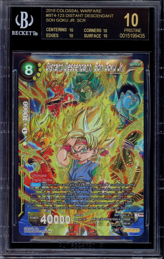 2018 Dragon Ball Super Distant Descendant, Son Goku Jr SCR #BT4-123 BGS 10 BLACK LABEL