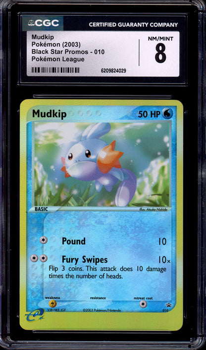 2003 Pokémon Black Star Promo Mudkip-Reverse Holo #010 CGC 8 NM-MT
