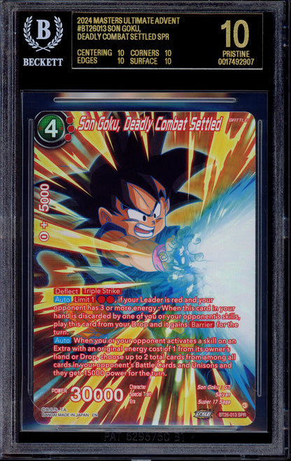 2024 Dragon Ball Super Masters Son Goku Deadly Combat Settled SPR #BT26-013 BGS 10 BLACK LABEL