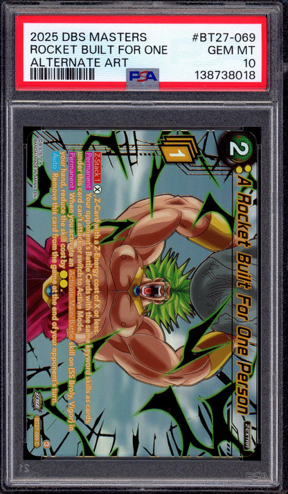 2025 Dragon Ball Super Masters Alternate Art A Rocket Built For One Person #BT27-069 PSA 10 GEM MINT