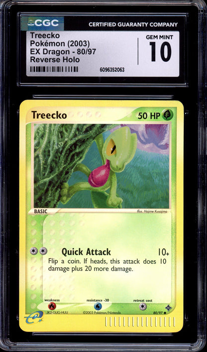 2003 Pokémon EX Dragon Treecko-Reverse Foil #80 CGC 10 GEM MINT