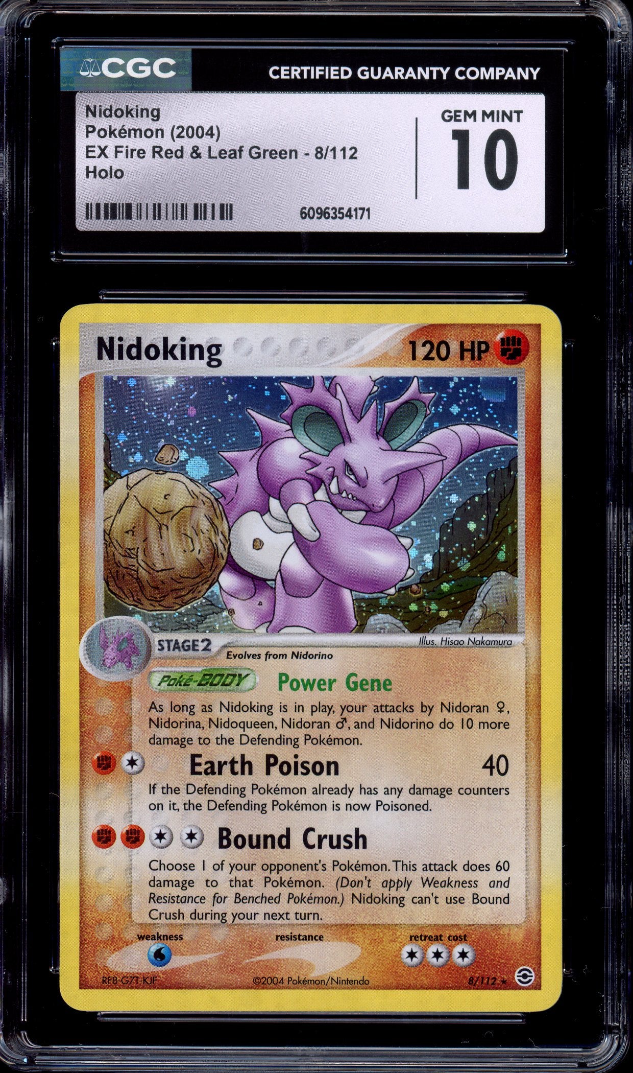 2004 Pokémon EX Fire Red & Leaf Green Nidoking-Holo #8 CGC 10 GEM MINT