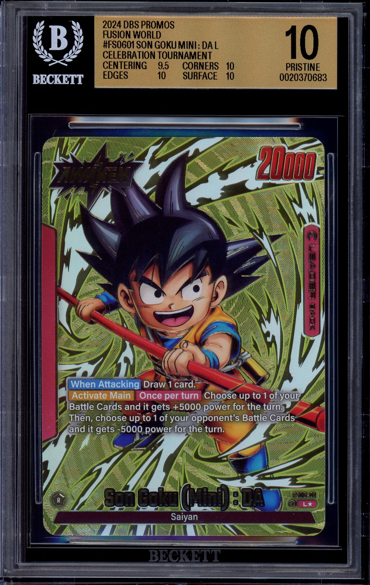 2024 Dragon Ball Super Fusion World Daima Celebration Event Son Goku (Mini) DA #FS06-01 BGS 10 PRISTINE