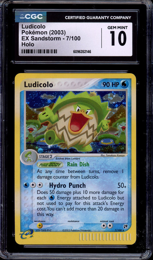 2003 Pokémon EX Sandstorm Ludicolo-Holo #7 CGC 10 GEM MINT