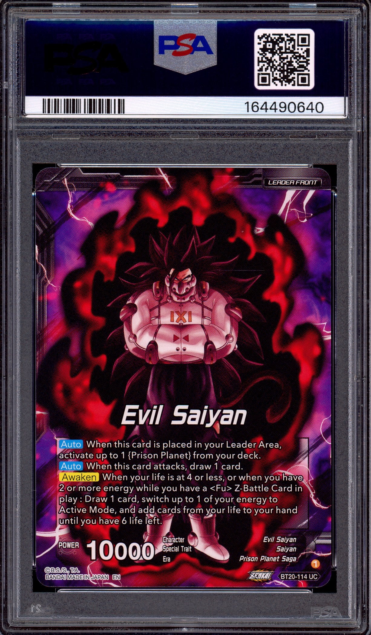2024 Dragon Ball Super Premium Anniversary Box Cumber, Maddenning Force #BT20-114 PSA 10 GEM MINT