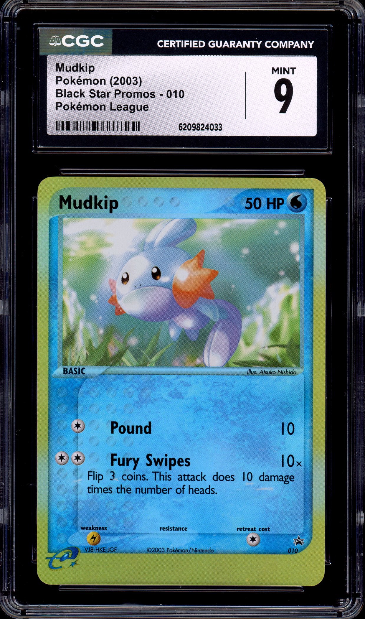 2003 Pokémon Black Star Promo Mudkip-Reverse Holo #010 CGC 9 MINT