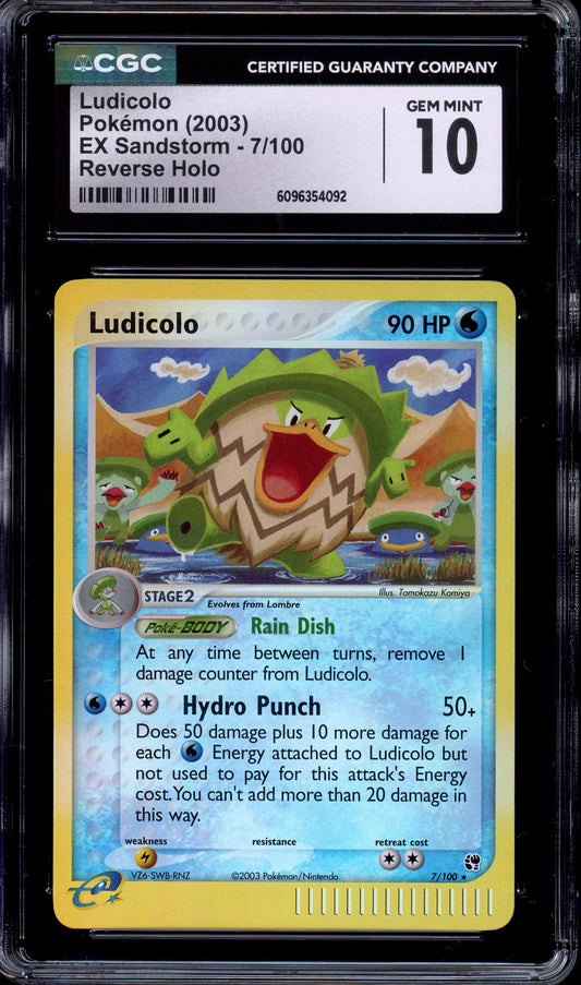 2003 Pokémon EX Sandstorm Ludicolo-Reverse Foil #7 CGC 10 GEM MINT