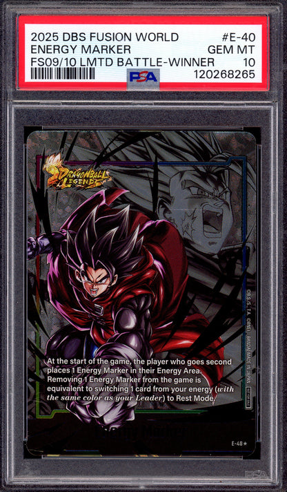 2025 Dragon Ball Super Fusion World Limited Battle Winner Energy Marker #E-40 PSA 10 GEM MINT