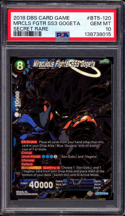 2018 Dragon Ball Super Miraculous Fighter SS3 Gogeta SCR #BT5-120 PSA 10 GEM MINT