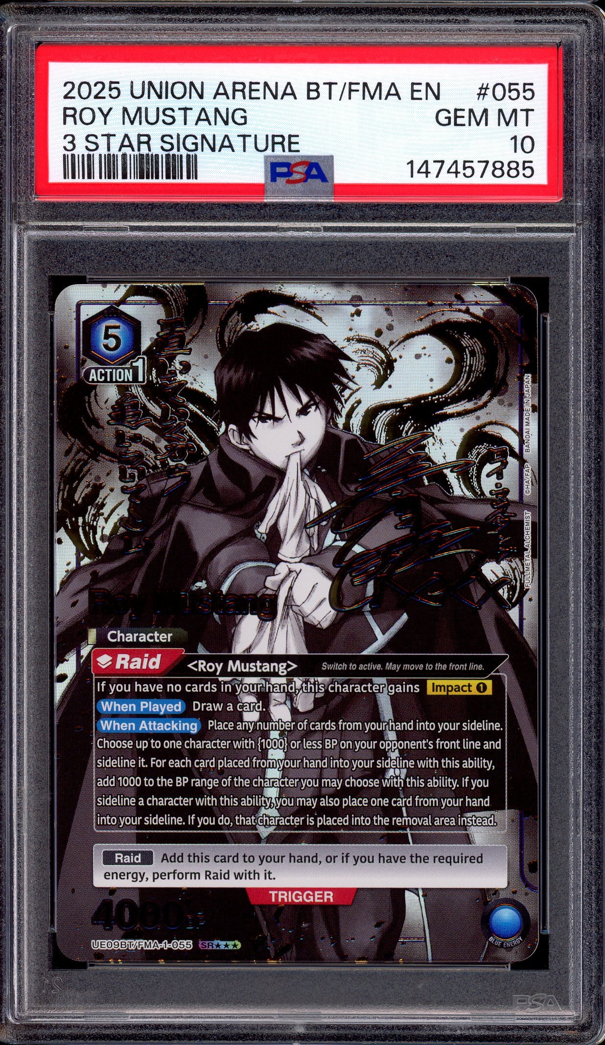 2025 Union Arena Fullmetal Alchemist 3 Star Signature Roy Mustang #055 PSA 10 GEM MINT