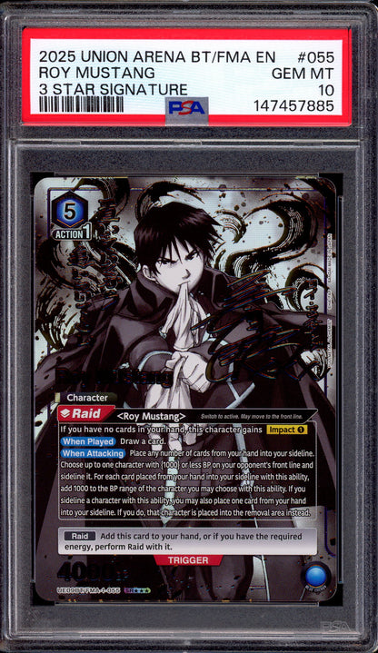 2025 Union Arena Fullmetal Alchemist 3 Star Signature Roy Mustang #055 PSA 10 GEM MINT