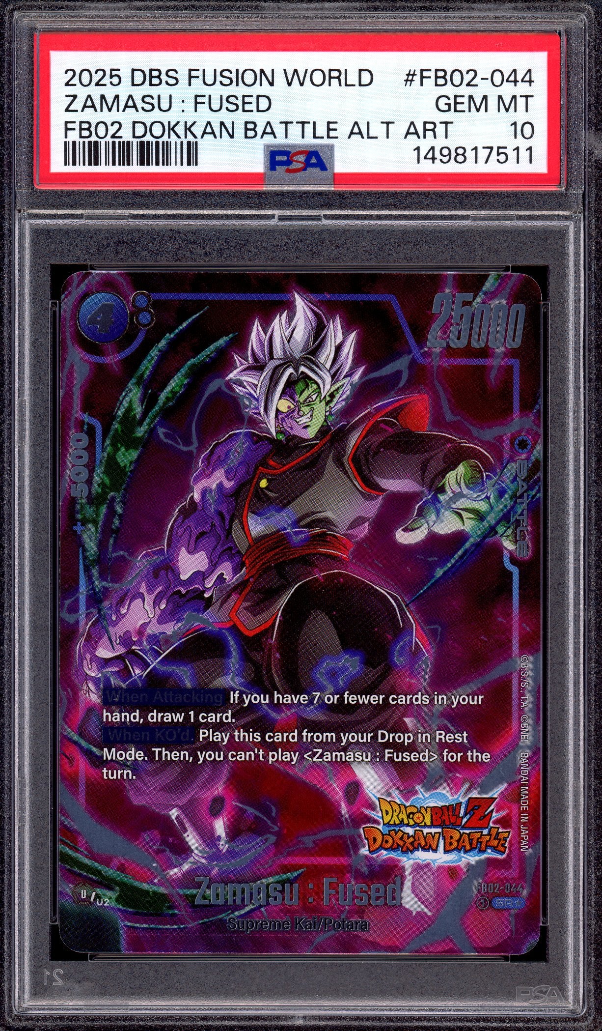 2025 Dragon Ball Super Fusion World FB02 Dokkan Battle Alternate Art Zamasu Fused #FB02-044 PSA 10 GEM MINT