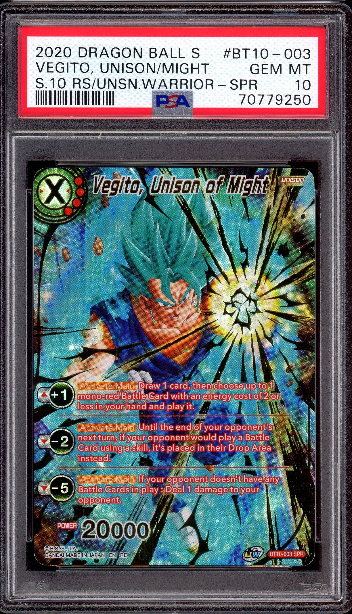 2020 Dragon Ball Super Vegito, Unison of Might SPR #BT10-003 PSA 10 GEM MINT