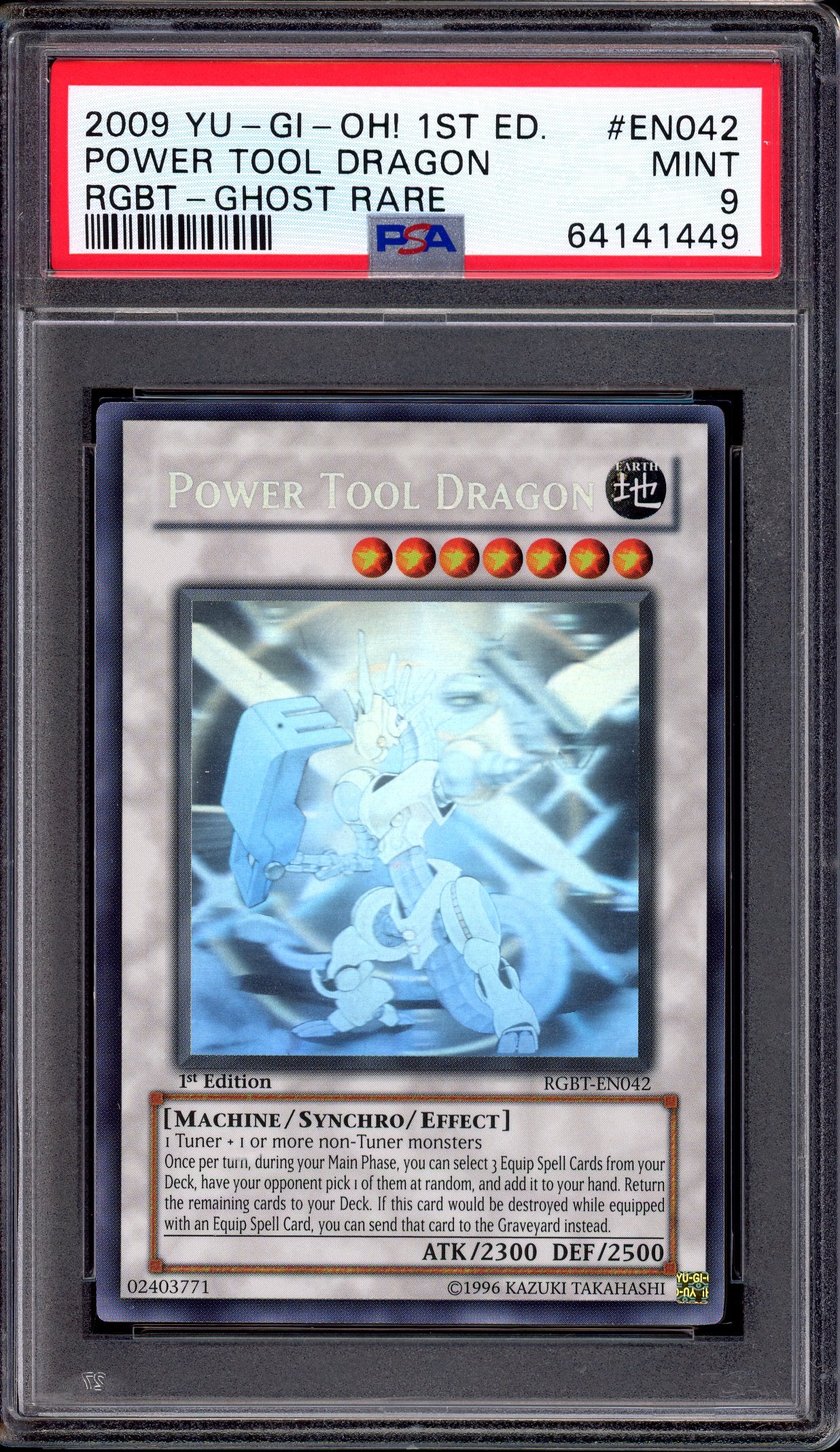 2009 Yu-Gi-Oh! Raging Battle 1st Edition Ghost Rare Power Tool Dragon #RGBT-EN042 PSA 9 MINT