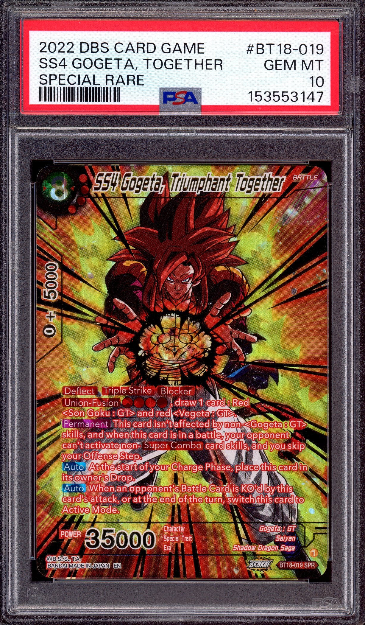 2022 Dragon Ball Super SS4 Gogeta, Triumphant Together SPR #BT18-019 PSA 10 GEM MINT