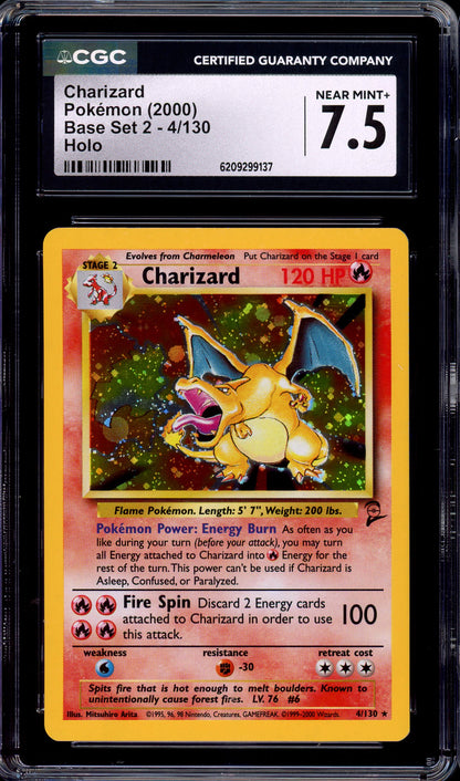 2000 Pokémon Game Base Set II Charizard-Holo #4 CGC 7.5 NM+