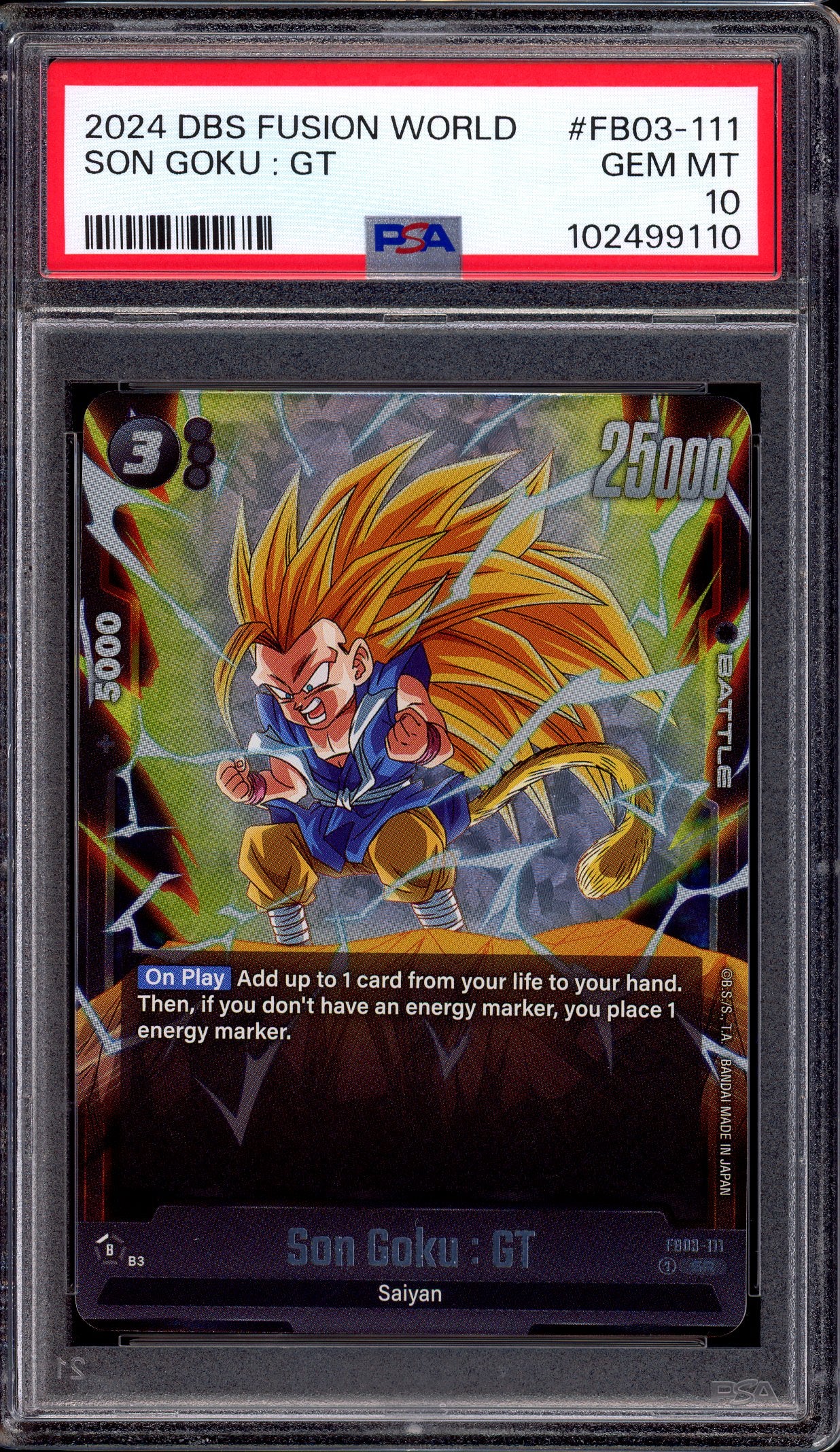 2024 Dragon Ball Super Fusion World Raging Roar Son Goku GT #FB03-111 PSA 10 GEM MINT
