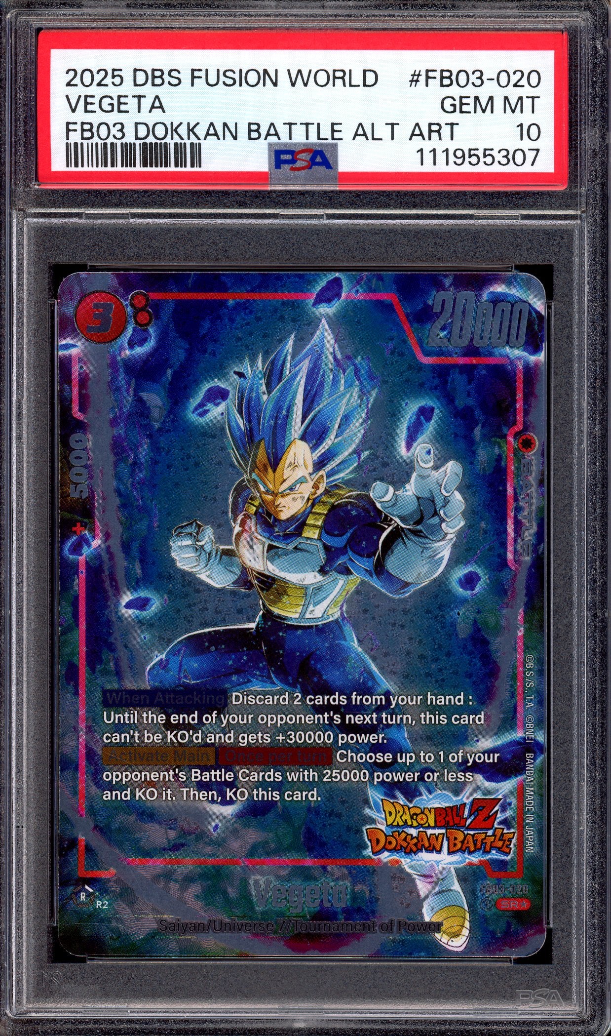 2025 Dragon Ball Super Fusion World FB03 Dokkan Battle Alternate Art Vegeta #FB03-020 PSA 10 GEM MINT