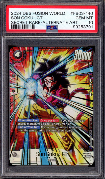 2024 Dragon Ball Super Fusion World Secret Rare Alternate Art Son Goku GT #FB03-140 PSA 10 GEM MINT