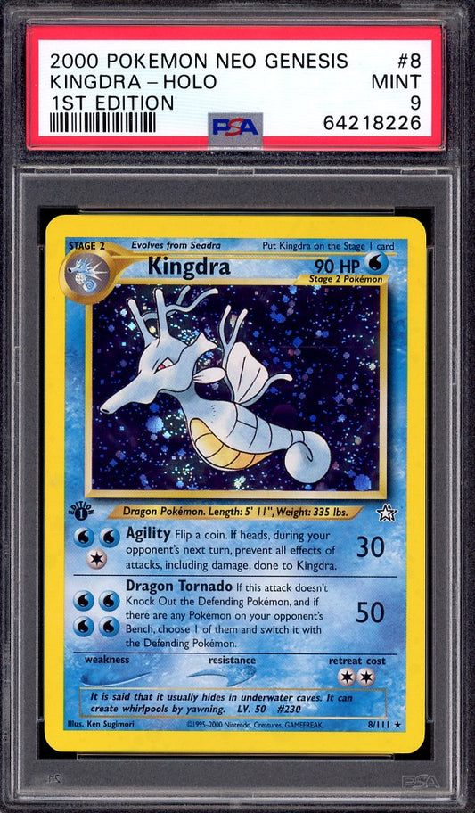 2000 Pokémon Neo Genesis 1st Edition Kingdra-Holo #8 PSA 9 MINT