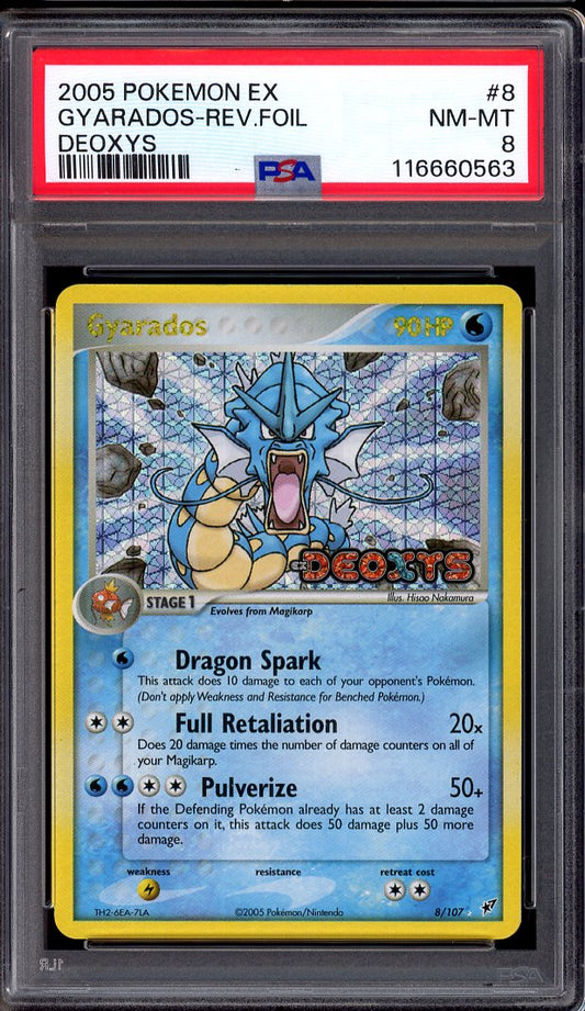 2005 Pokémon EX Deoxys Gyarados-Reverse Foil #8 PSA 8 NM-MT