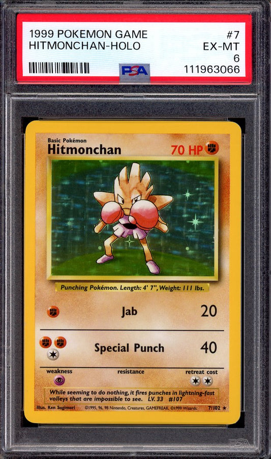 1999 Pokémon Game Hitmonchan-Holo #7 PSA 6 EX-MT
