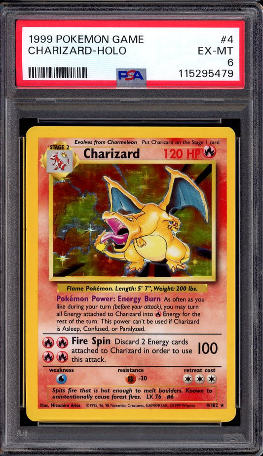 1999 Pokémon Game Charizard-Holo #4 PSA 6 EX-MT